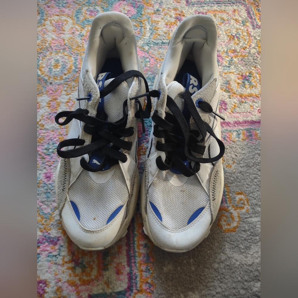 Puma White Sneakers with Blue Accents
